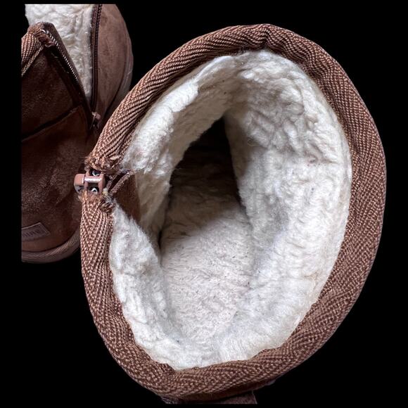 CUSHIONAIRE Kenzie W 8.5 Suede Tan Platform Booties Hidden Wedge Extra Height - Picture 13 of 14